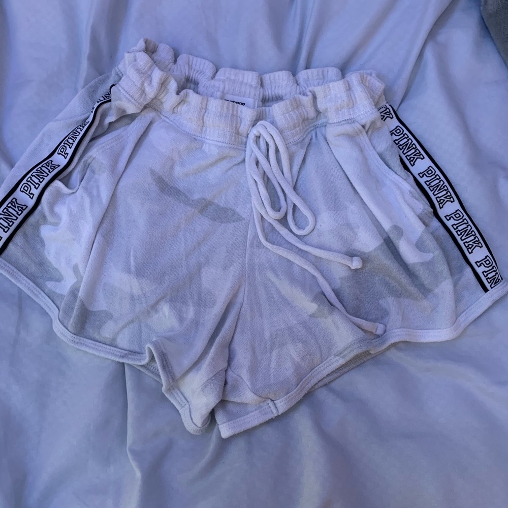 PINK White Camo Pajama Shorts